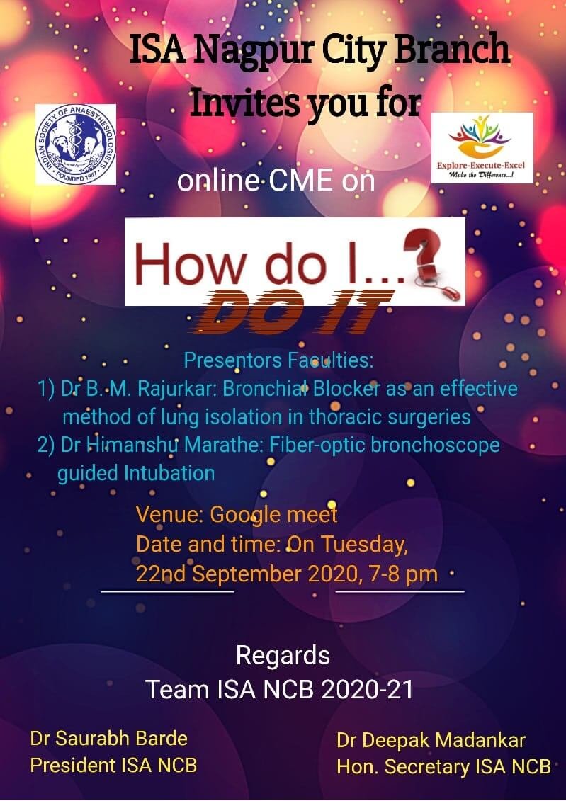 1st“HOW DO I DO IT” ISA NCB online Video Presentation CME