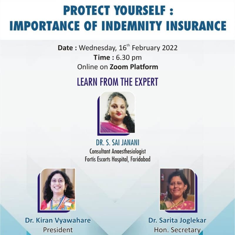 Session on Indemnity insurance by Dr. Sai Janani